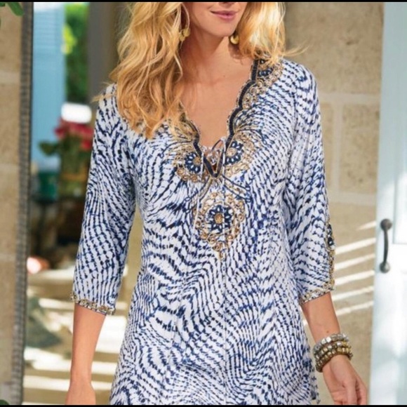 NWOT SOFT SURROUNDINGS • Boho south beach tunic PM - Picture 2 of 6